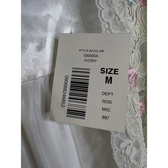 NWT VTG 80s Cabernet White Satin Lace Robe Wedding Honeymoon Peignoir Size M - Picture 11 of 14